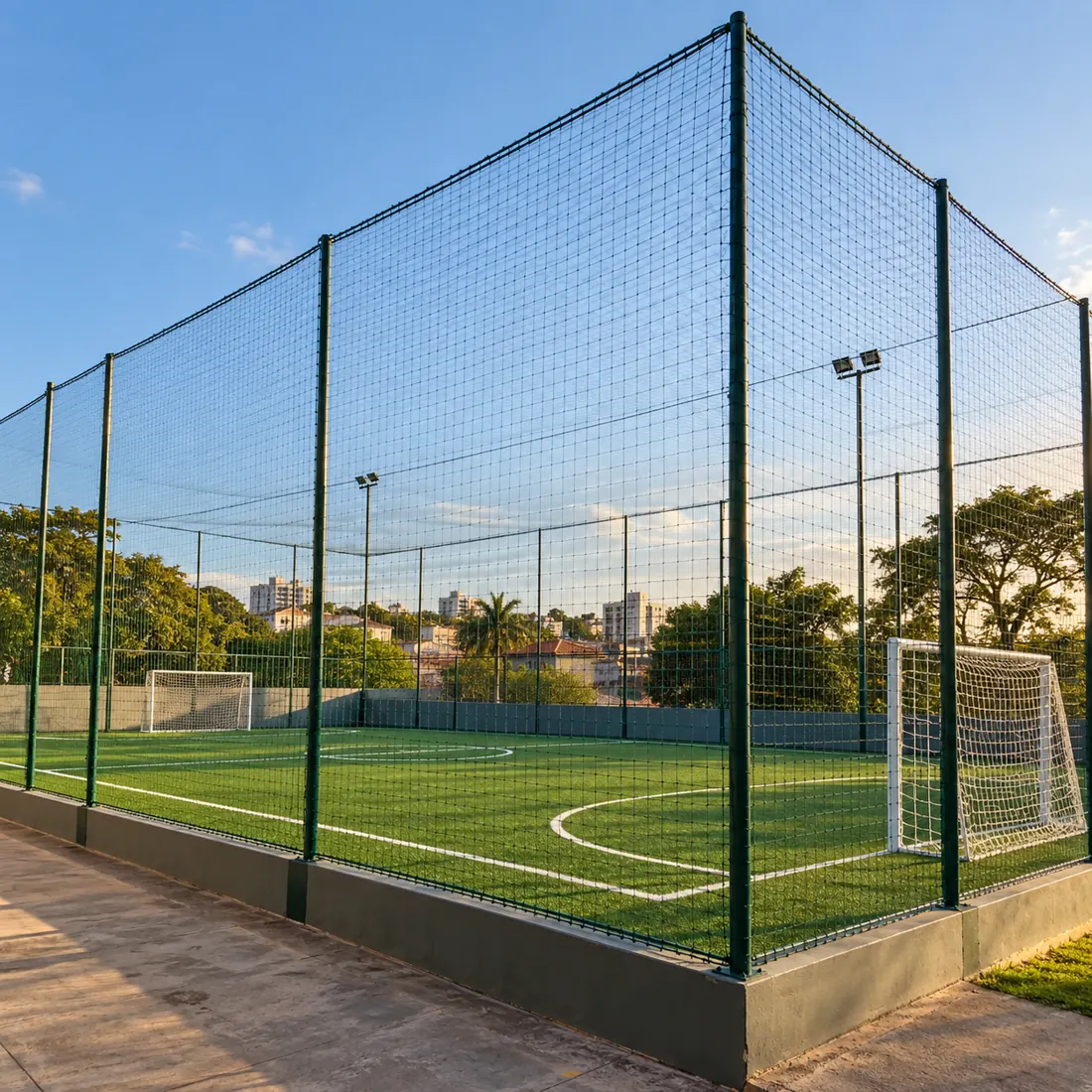 Rede de proteção ao redor de quadra esportiva